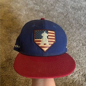 New Era Blue and Red Angel’s Cap with American Flag Patch